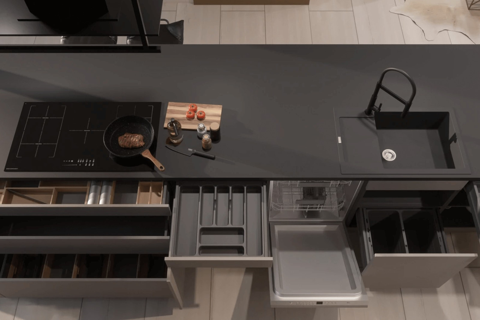 kuechenplanung-3d-visualisierung Digitale Küchenplanung mit sichtbarer Inneneinteilung